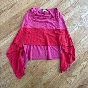 Shiraleah Chicago travel poncho Colorblock Red and Pink Women's sweater poncho